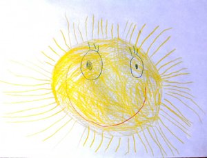 rysunki dzieci - przedstawiają kwiatki, słoneczka i serduszka